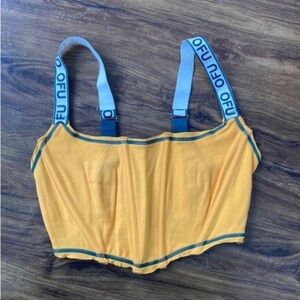 Yellow Corset Top with Logo Straps